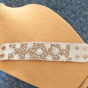 Leather Cuff crystal Stud bracelet